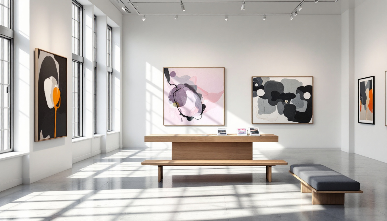 Kulturorte auf diesem Kunst Blog: helle Galerie mit Ausstellungswand und Broschüren